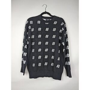 Men's Crew neck black hashtag sweater Medium